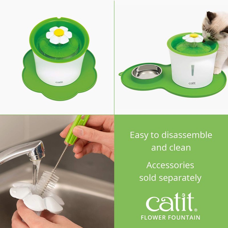 Catit Flower Fountain with Triple Action Filter, Cat Drinking Water