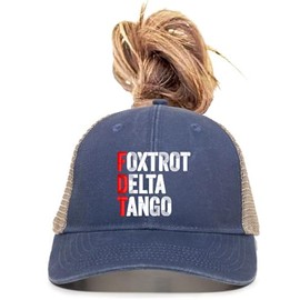 One Size Navy/Tea Ponytail Foxtrot Delta Tango Ponytail Mesh Back Cap