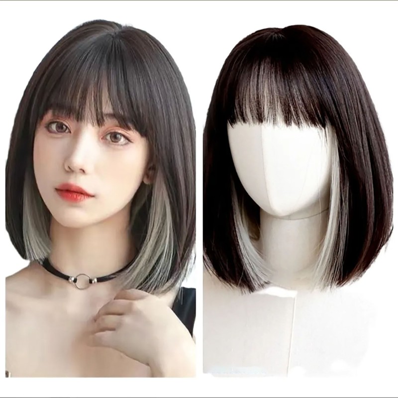 Women Wig Hair Soft Realistic Adjustable Short Straight Female Wig