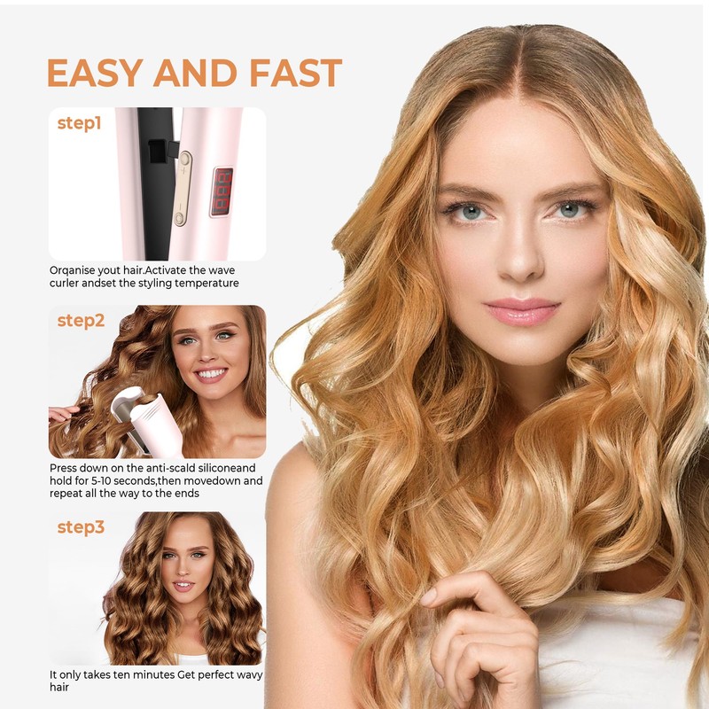 Waver Hair Tool,Mini Waver Curling Iron，Curling Iron Hair Crimper Waver，Ionic