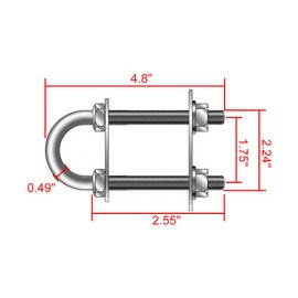 NovelBee 316 Stainless Steel Heavy Duty Stern Bow Eye U Bolt with Taper Safety Lock Nut,Welding Plate and Washer
