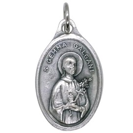 Saint Gemma Galgani Silver-Tone Medal Pendant | Patron Saint of Students, Pharmacists, and Back Pain | Great Catholic Gift for Confirmation | Made in Italy, Metal, No Gemstone