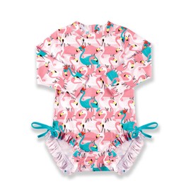 BesserBay Toddler Girls Snaps Bottom UPF 50+ Sun Proteceion Flamingo Pink Rashguard Swimsuit 24-36 Months