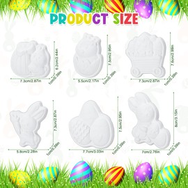 Syhood 48 Pcs Paint Your Own Ceramic Easter Character Ornament Blank Ceramics to Paint Unpainted DIY Art and Craft Ceramic Painting Kit Paintable Figurines for Kid Adult Easter Craft, 6 Styles
