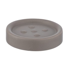 WENKO Polaris Soap Dish for Storing Hand Soap Made of Elegant Ceramic, Diameter 11 x 2.8 cm, Matte Taupe
