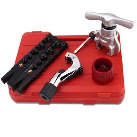 Flaring Tool Kit, HVAC Pipe Expander Tool, 1/4'' - 3/4'' and 6-19mm 45° Eccentric Single Flare Tool with Tubing Cutter and Cylinder Style Deburring Tool for Copper Tube Expander