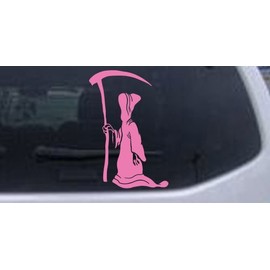 Pink 6in X 4in - Grim Reaper Skulls Car Window Wall Laptop Decal Sticker