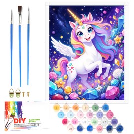 Nilnewuh Unicorn Paint by Numbers for Children from 6 Years, Junior and Adult Beginners, 40 x 50 cm Large DIY Painting Craft Set with Canvas Brushes Acrylic Paints, Painting Kit for Girls Gifts