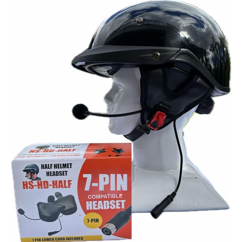 Soman H6 Half Helmet with Harley Compatible 7-Pin Headset Gloss