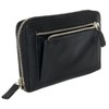 FLW Women's Black Metal Zip-Around Genuine Leather Wallet