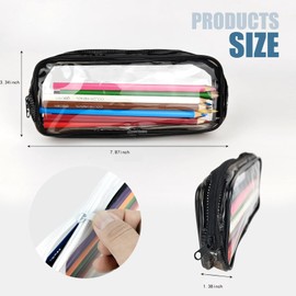 KKUADCEHI 1Pcs Clear Makeup Bag, Zipper Pencil Bag, Toiletry Organizer, Plastic Pouches, Clear Zipper Pouches, Suitable forTravel, Home and Office (1, Black)