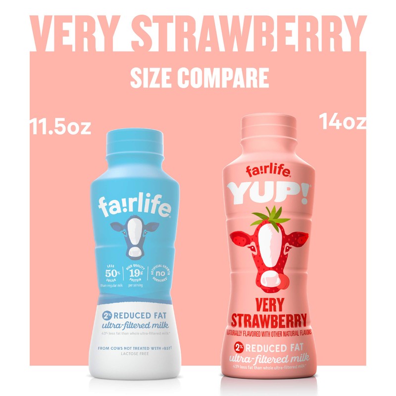fairlife YUP! Low Fat, Ultra-Filtered Milk, Very Strawberry Flavor, All