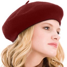 Womens Beret French Classic Beanie Hat Wool Beret Solid Color