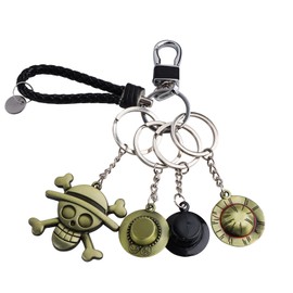 BlueXP Anime Keychain Keyring Cartoon Figure Pendant Model Keychain Pendant Braided Leather Keychain with Hat Decorations Anime Figure Key Ring Bag Filler Pendant for Men Boys Friends Cosplay Lovers