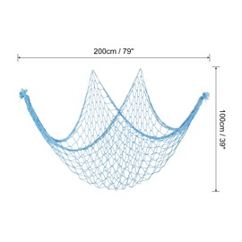 PATIKIL Fishing Net Decor, 80" x 40" Mediterranean Style Photographing Decoration Natural Fish Net Party Accessory for Home Bedroom, Light Blue