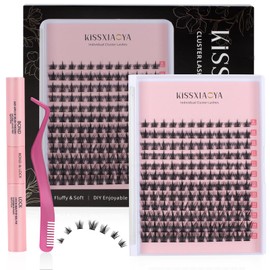 KISSXIAOYA Eyelash Extension, DIY Custom Cluster Eyelash Tool Set (144 Pieces Curl Eyelashes, MaiSui Mixed 9-15 mm Spire Wheat Eyelashes)