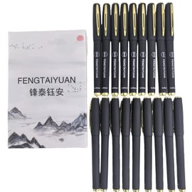 Fengtaiyuan 038P18, Black Gel Ink Rollerball Pens - Comfortable Non-Slip Grip, Black Ink, Ultra Fine, 0.38mm, Quick-Drying Ink, 18-Piece Box (038P18)