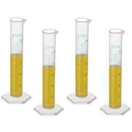 Plastic Measuring Graduated Cylinder Set, 25ml Measuring Tube with Double sided Scale, Clear Measuring Cylinder for Laboratory, Home and School (Pack of 8)