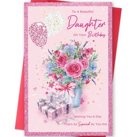 MOROLURU Daughter Birthday Card from Mom, Happy Birthday Card for Daughter, Cute Birthday Gifts for Girls Her