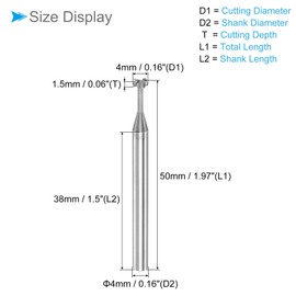 CoCud T Slot End Mill, 4 Flutes 0.16" Dia 0.06" Cutting Depth, Solid Carbide CNC Straight Milling Cutter - (Applications: for Steel and Copper Milling)