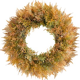 HipTree 18 Inch Fall Fern Eucalyptus Wreath Autumn Front Door Wreath