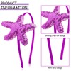 Mermaid Starfish Headband for Women Girls, Purple Holography Sequins Mermaid