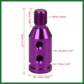 Motoforti M12 X 1.25 Car Universal Purple Gear Shift Knob Adapter for Non Threaded Shifter Long-Lasting