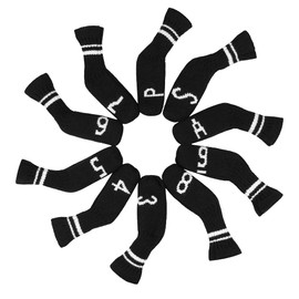 10 Pcs Black Golf Iron Covers Cuteness Knitted Socks Shape Washable & Durable Club Head Protector Best Gift for Golfers