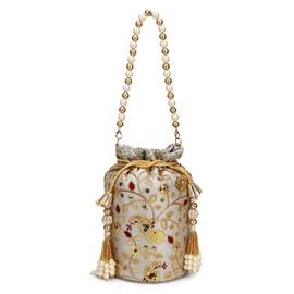 LONGING TO BUY Women Ethnic Potli Bags For Wedding & Party Function, Grey