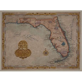 One Treasure Limited Antique Vintage Old World State of Florida USA Map