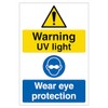 Warning UV Light Wear Eye Protection - Portrait 200 x