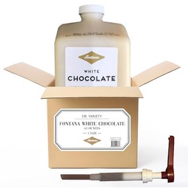 Fontana White Chocolate Mocha Sauce (63 fl oz) – Premium White Chocolate Flavoring for Coffee, Lattes, Desserts & Baking – Includes Dispensing Pump – Kosher Certified – By Dr. Variety