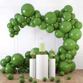 LovesTown Dark Green Balloons Arch Kit, 150PCS Latex Different Sizes 18 12 10 5 Inches Balloons Garland with Ribbon for Birthday Baby Shower Wedding Party Decorations