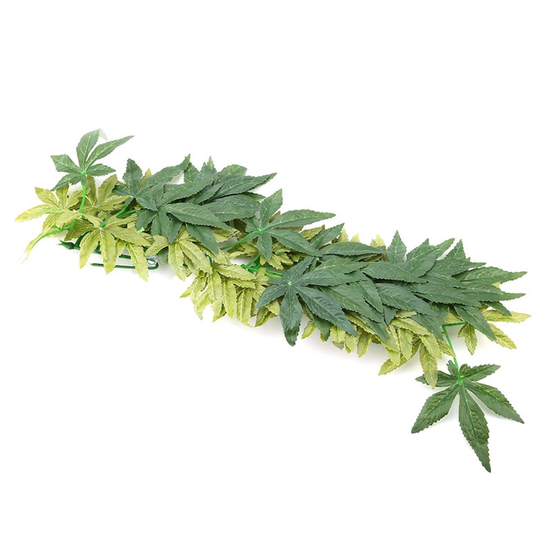 Green Artificial Plant Fake Leaves Aquarium Fish Tank Reptile Terrarium