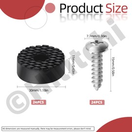 Hilitchi 24Pcs 30MM/1.2" Screw On Rubber Feet for Furniture Non Slip Screw in Furniture Pads Rubber Feet with Stainless Steel Screws Floor Protectors Furniture Grippers for Hardwood Floor Chairs