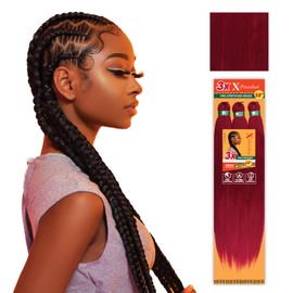 Sensationnel Xpression prestretched braiding hair - 3x xpression 58-inch kanekalon flame retardant smooth yaki braid - 3x x-pression 58 inch (3 pack, BG BURGANDY)