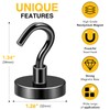 DIYMAG Black Magnetic Hooks, 118 LB Heavy Duty Strong Magnet