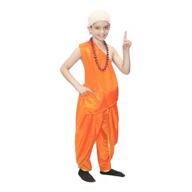 Kaku Fancy Dresses Arya Bhatt Costume for Kids/National Hero/Freedom Fighter Costume -Orange, 5-6 Years, for Boys
