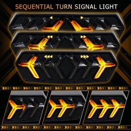 QUASCO LED Brake Tail Light with Turn Signals Motorcycle Taillight Compatible with Honda Grom MSX125 CB650F CB650R CBR650F CTX700N, Smoked Lens