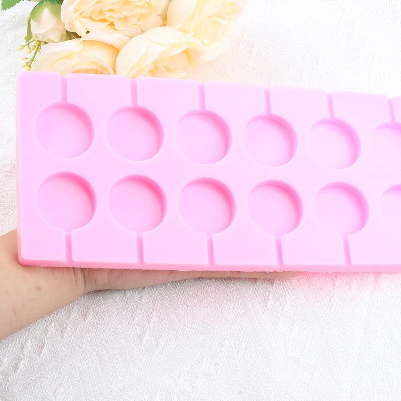 EPYHREHM 12-Cavity Round Silicone Chocolate Molds Lollipop Hard Candy Mold