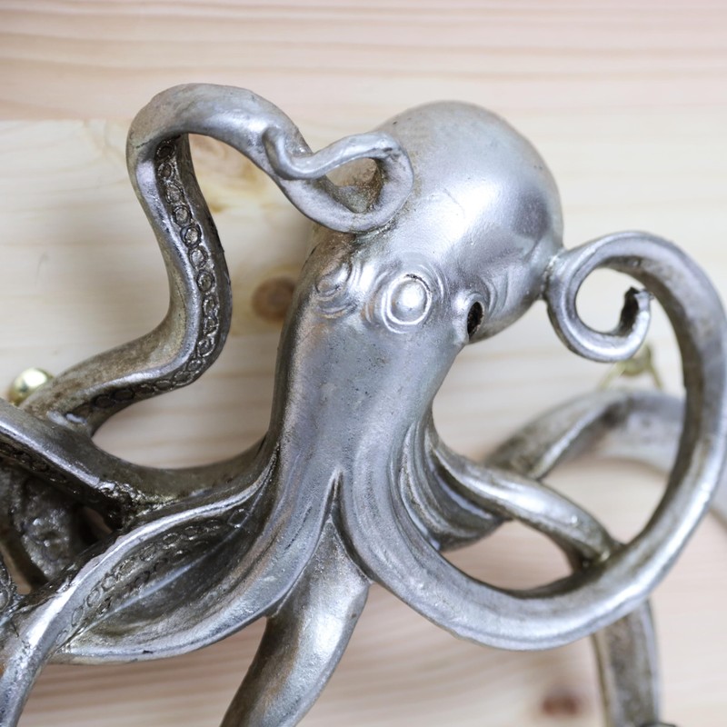 Fyne-Finds Octopus Silver Resin Wall Hanging Multi Hook Coat Scarf