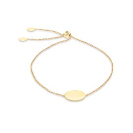 Carissima Gold Women's 9ct Yellow Gold 12mm Disc Trace Chain Adjustable Slider Bracelet 20cm/8"