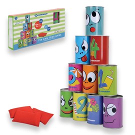 Schildkröt® Dosenwerfen Kinder, Dosenwurfspiel Kindergeburtstage, Büchsenwerfen Garten, 10 Metalldosen & 3 Wurfsäckchen, Wurfspiel für Drinnen & Draußen