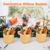 6PCS Wooden Woven Baskets with Handles, Empty Wood Wicker Storage