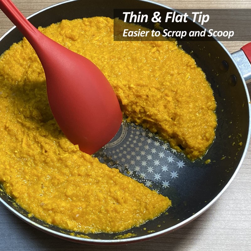 Large Silicone Cooking Spoon, Non-Stick Solid Spoon set with Deep