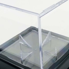 Ronyme Clear Baseball Box Tennis Ball Protect Storage Box, Dustproof Memorabilia Display, Case Transparent Signed Ball Holder Showcase Display Stand , Black Bottom Bracket