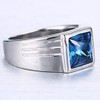 Jude Jewelers Stainless Steel Square Cut Blue Gemstone Ring (Blue,