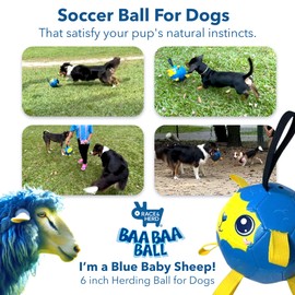 Race&Herd 6" Dog Soccer Ball with Straps – Indestructible Outdoor Toy for Dogs for Training & Play, Durable Soccer Ball for Dogs, Toy for Active Pets (Baby Sheep)