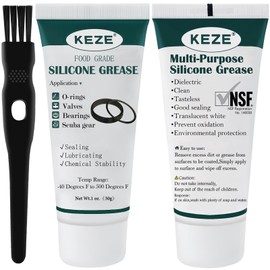 KEZE Food Grade Silicone Grease for Plumber Faucet Pool Lube O Rings Lubricant 1 oz 2-Pack with Brush