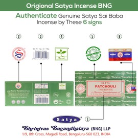 Satya Patchouli Incense Sticks, Satya Bng (Bangalore) Insenses 15gmx12 Pack with Raajsee Incense Holder Bundle, Satya Nagchampa Natural Incense